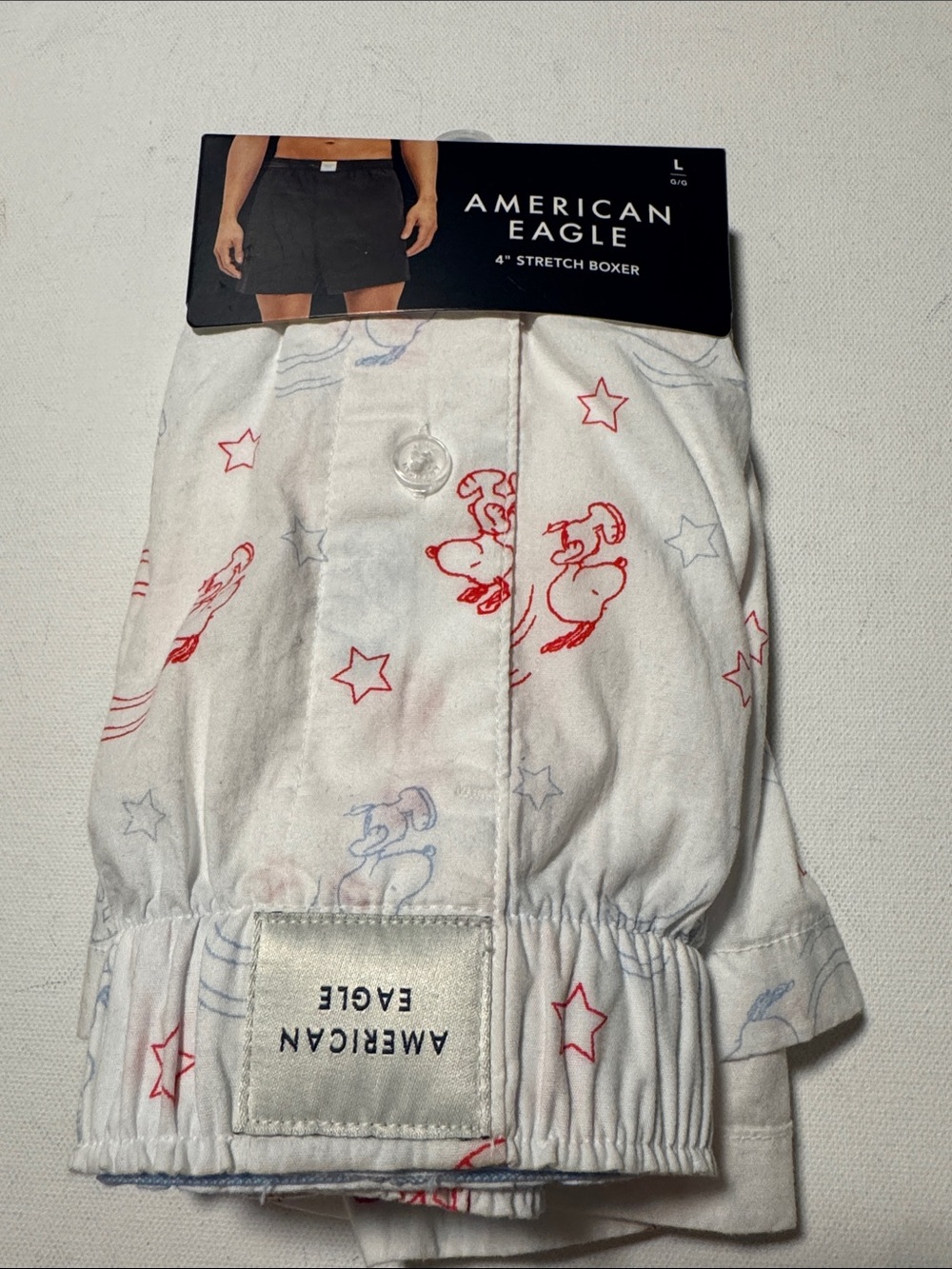 Snoopy Boxers Mens Large American Eagle White